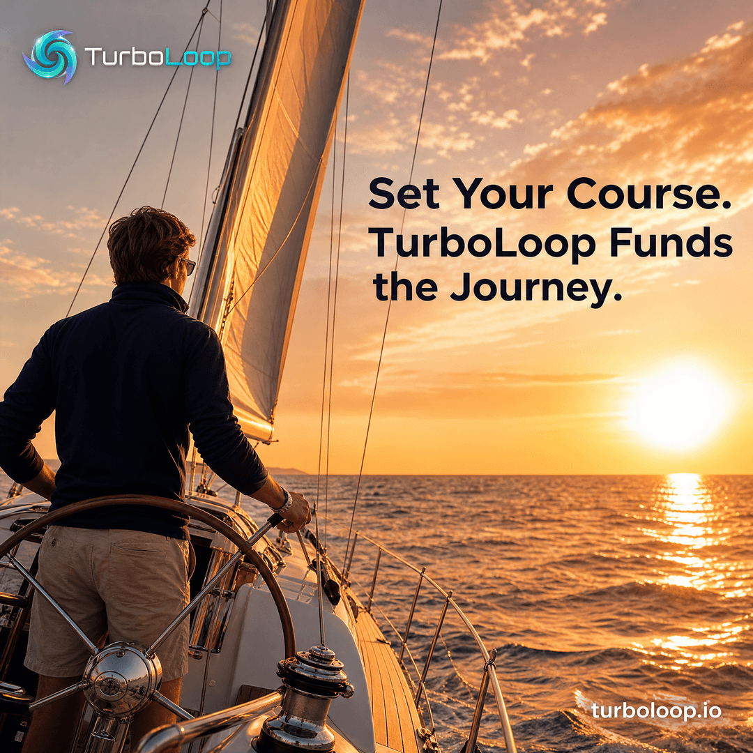 TurboLoop passive income lifestyle — Sunset Sailboat