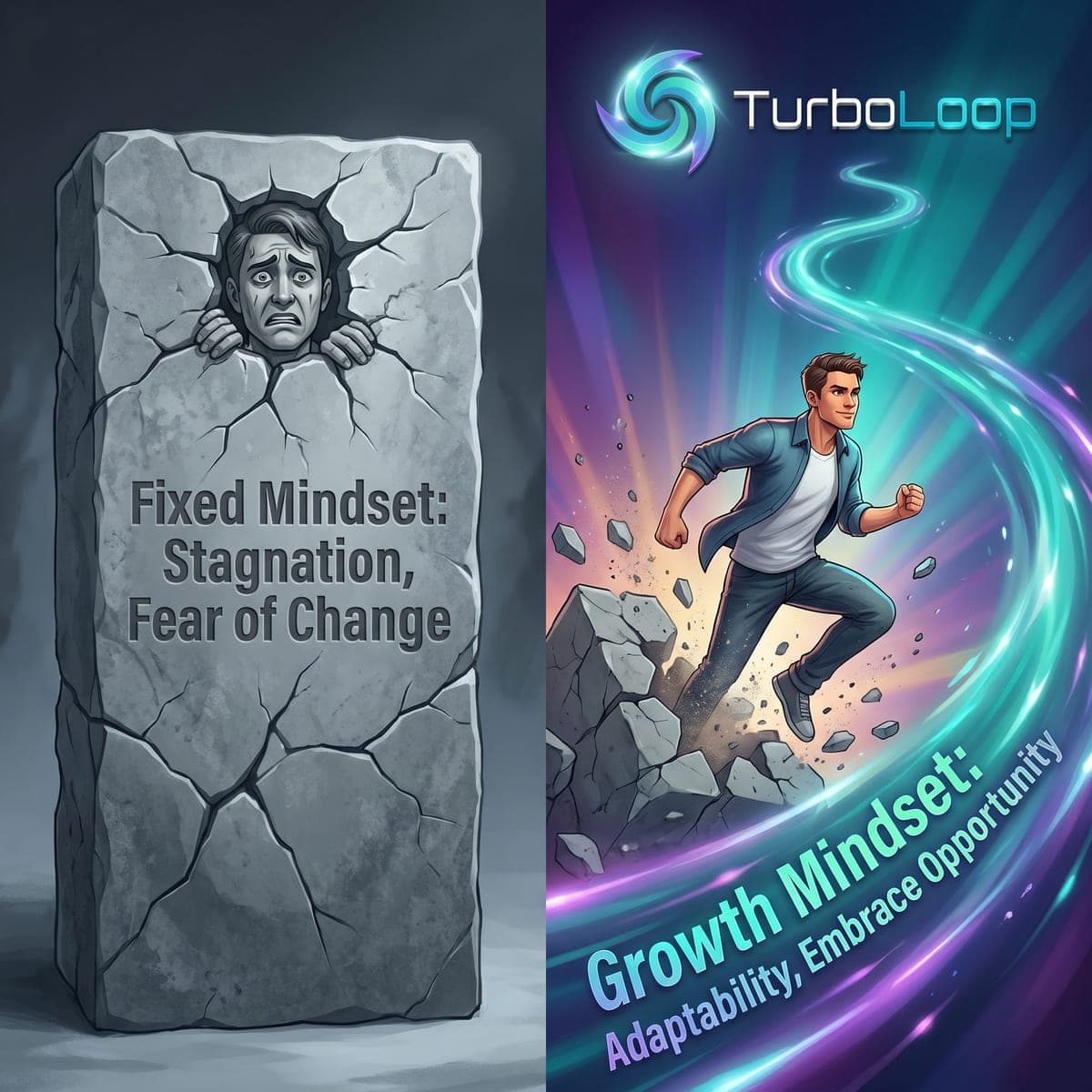 Fixed Mindset vs. 🚀 Growth Mindset: TurboLoop Fuels Your Evolution!